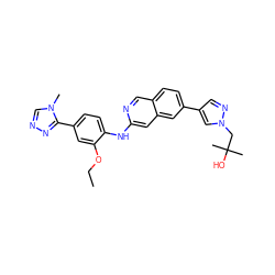 CCOc1cc(-c2nncn2C)ccc1Nc1cc2cc(-c3cnn(CC(C)(C)O)c3)ccc2cn1 ZINC000207723269