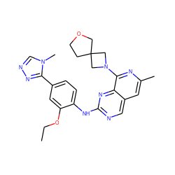 CCOc1cc(-c2nncn2C)ccc1Nc1ncc2cc(C)nc(N3CC4(CCOC4)C3)c2n1 ZINC000223681514