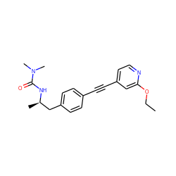 CCOc1cc(C#Cc2ccc(C[C@@H](C)NC(=O)N(C)C)cc2)ccn1 ZINC000113414299