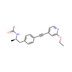 CCOc1cc(C#Cc2ccc(C[C@@H](C)NC(C)=O)cc2)ccn1 ZINC000113236076