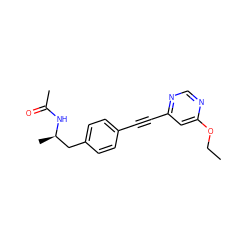 CCOc1cc(C#Cc2ccc(C[C@@H](C)NC(C)=O)cc2)ncn1 ZINC000113237932