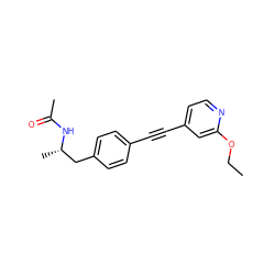 CCOc1cc(C#Cc2ccc(C[C@H](C)NC(C)=O)cc2)ccn1 ZINC000113236078