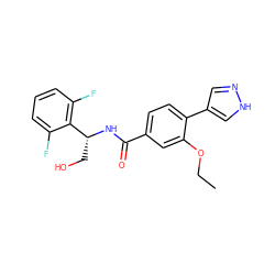 CCOc1cc(C(=O)N[C@H](CO)c2c(F)cccc2F)ccc1-c1cn[nH]c1 ZINC001772581226
