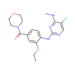 CCOc1cc(C(=O)N2CCOCC2)ccc1Nc1ncc(Cl)c(NC)n1 ZINC000169705027