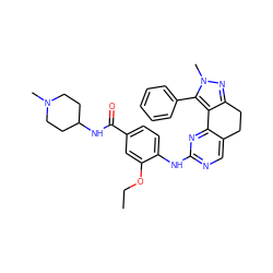 CCOc1cc(C(=O)NC2CCN(C)CC2)ccc1Nc1ncc2c(n1)-c1c(nn(C)c1-c1ccccc1)CC2 ZINC000143080849