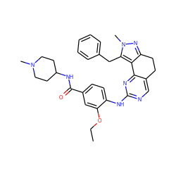 CCOc1cc(C(=O)NC2CCN(C)CC2)ccc1Nc1ncc2c(n1)-c1c(nn(C)c1Cc1ccccc1)CC2 ZINC000143092518