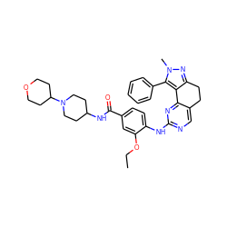 CCOc1cc(C(=O)NC2CCN(C3CCOCC3)CC2)ccc1Nc1ncc2c(n1)-c1c(nn(C)c1-c1ccccc1)CC2 ZINC000143081283