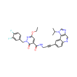 CCOc1cc(C(=O)NCC#Cc2ccc3ncc4ncn(C(C)C)c4c3c2)c(=O)n(Cc2ccc(F)c(F)c2)n1 ZINC000169710279