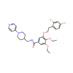 CCOc1cc(C(=O)NCC2CCN(c3ccncc3)CC2)cc(OCCc2ccc(Cl)cc2Cl)c1OCC ZINC000014953519