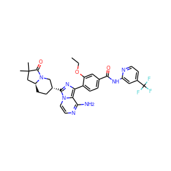 CCOc1cc(C(=O)Nc2cc(C(F)(F)F)ccn2)ccc1-c1nc([C@@H]2CC[C@H]3CC(C)(C)C(=O)N3C2)n2ccnc(N)c12 ZINC000145497930