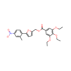 CCOc1cc(C(=O)OCc2ccc(-c3ccc([N+](=O)[O-])cc3C)o2)cc(OCC)c1OCC ZINC000027520312