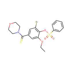 CCOc1cc(C(=S)N2CCOCC2)cc(Br)c1OS(=O)(=O)c1ccccc1 ZINC000006600433