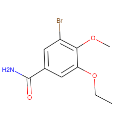 CCOc1cc(C(N)=O)cc(Br)c1OC ZINC000000479868