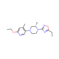 CCOc1cc(C)c(N2CCN(c3noc(CC)n3)[C@@H](C)C2)cn1 ZINC000103252704