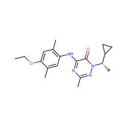 CCOc1cc(C)c(Nc2nc(C)nn([C@@H](C)C3CC3)c2=O)cc1C ZINC000049111425