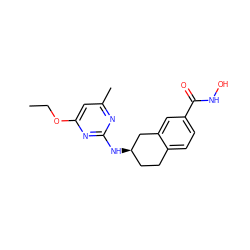 CCOc1cc(C)nc(N[C@@H]2CCc3ccc(C(=O)NO)cc3C2)n1 ZINC000113846131