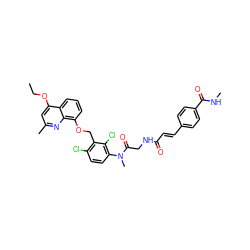 CCOc1cc(C)nc2c(OCc3c(Cl)ccc(N(C)C(=O)CNC(=O)/C=C/c4ccc(C(=O)NC)cc4)c3Cl)cccc12 ZINC000026728944