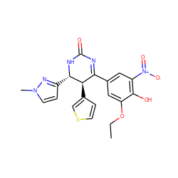 CCOc1cc(C2=NC(=O)N[C@@H](c3ccn(C)n3)[C@@H]2c2ccsc2)cc([N+](=O)[O-])c1O ZINC000169702742