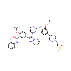 CCOc1cc(C2CCN(CCS(C)(=O)=O)CC2)ccc1Nc1nccc(-c2c(-c3ccc(OC(C)C)c(C(=O)Nc4c(F)cccc4F)c3)nc3ccccn23)n1 ZINC000165076532