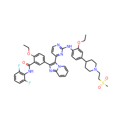 CCOc1cc(C2CCN(CCS(C)(=O)=O)CC2)ccc1Nc1nccc(-c2c(-c3ccc(OCC)c(C(=O)Nc4c(F)cccc4F)c3)nc3ccccn23)n1 ZINC000165102614