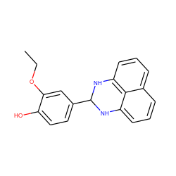 CCOc1cc(C2Nc3cccc4cccc(c34)N2)ccc1O ZINC000000228767