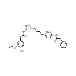 CCOc1cc(CC(=O)Nc2nnc(CCCCc3ccc(NC(=O)Cc4ccccc4)nn3)s2)ccc1O ZINC000169698476