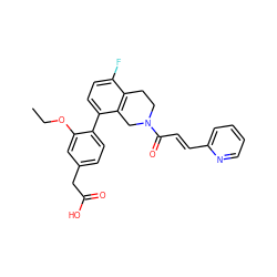 CCOc1cc(CC(=O)O)ccc1-c1ccc(F)c2c1CN(C(=O)/C=C/c1ccccn1)CC2 ZINC000144281340