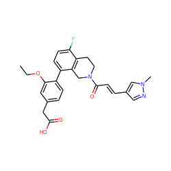 CCOc1cc(CC(=O)O)ccc1-c1ccc(F)c2c1CN(C(=O)/C=C/c1cnn(C)c1)CC2 ZINC000143802913