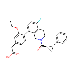 CCOc1cc(CC(=O)O)ccc1-c1ccc(F)c2c1CN(C(=O)[C@@H]1C[C@H]1c1ccccc1)CC2 ZINC000144249098