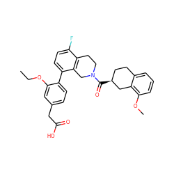 CCOc1cc(CC(=O)O)ccc1-c1ccc(F)c2c1CN(C(=O)[C@H]1CCc3cccc(OC)c3C1)CC2 ZINC001772582833