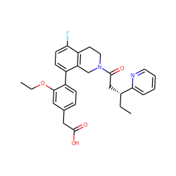 CCOc1cc(CC(=O)O)ccc1-c1ccc(F)c2c1CN(C(=O)C[C@@H](CC)c1ccccn1)CC2 ZINC000144007031