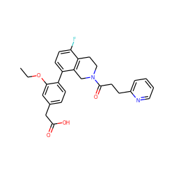 CCOc1cc(CC(=O)O)ccc1-c1ccc(F)c2c1CN(C(=O)CCc1ccccn1)CC2 ZINC000143992370