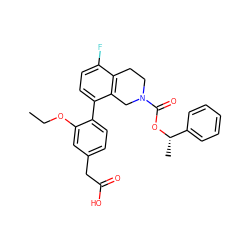 CCOc1cc(CC(=O)O)ccc1-c1ccc(F)c2c1CN(C(=O)O[C@@H](C)c1ccccc1)CC2 ZINC001772632864