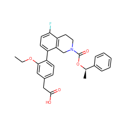 CCOc1cc(CC(=O)O)ccc1-c1ccc(F)c2c1CN(C(=O)O[C@H](C)c1ccccc1)CC2 ZINC001772600873