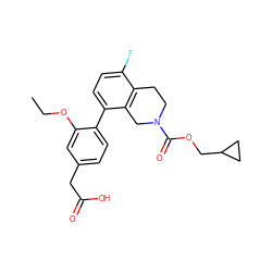 CCOc1cc(CC(=O)O)ccc1-c1ccc(F)c2c1CN(C(=O)OCC1CC1)CC2 ZINC000144058420