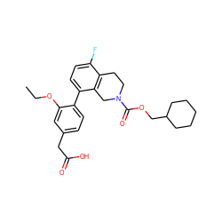 CCOc1cc(CC(=O)O)ccc1-c1ccc(F)c2c1CN(C(=O)OCC1CCCCC1)CC2 ZINC000144032709