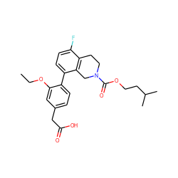 CCOc1cc(CC(=O)O)ccc1-c1ccc(F)c2c1CN(C(=O)OCCC(C)C)CC2 ZINC000143995808