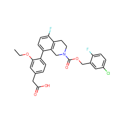 CCOc1cc(CC(=O)O)ccc1-c1ccc(F)c2c1CN(C(=O)OCc1cc(Cl)ccc1F)CC2 ZINC000144082794