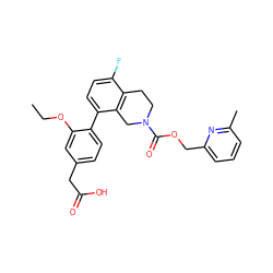 CCOc1cc(CC(=O)O)ccc1-c1ccc(F)c2c1CN(C(=O)OCc1cccc(C)n1)CC2 ZINC000144231348