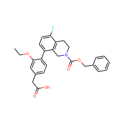 CCOc1cc(CC(=O)O)ccc1-c1ccc(F)c2c1CN(C(=O)OCc1ccccc1)CC2 ZINC000144291476