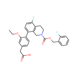 CCOc1cc(CC(=O)O)ccc1-c1ccc(F)c2c1CN(C(=O)OCc1ccccc1F)CC2 ZINC000144072515