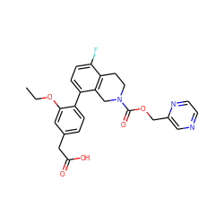 CCOc1cc(CC(=O)O)ccc1-c1ccc(F)c2c1CN(C(=O)OCc1cnccn1)CC2 ZINC000144176093