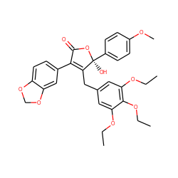 CCOc1cc(CC2=C(c3ccc4c(c3)OCO4)C(=O)O[C@@]2(O)c2ccc(OC)cc2)cc(OCC)c1OCC ZINC000026012021