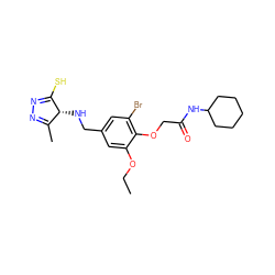 CCOc1cc(CN[C@@H]2C(C)=NN=C2S)cc(Br)c1OCC(=O)NC1CCCCC1 ZINC000101168990