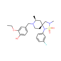 CCOc1cc(CN2CC[C@@]3(C[C@@H]2C)CN(C)S(=O)(=O)N3c2cccc(F)c2)ccc1O ZINC000095577500