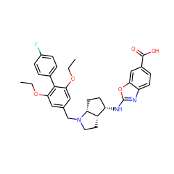 CCOc1cc(CN2CC[C@H]3[C@@H](Nc4nc5ccc(C(=O)O)cc5o4)CC[C@H]32)cc(OCC)c1-c1ccc(F)cc1 ZINC000068206680