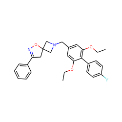 CCOc1cc(CN2CC3(CC(c4ccccc4)=NO3)C2)cc(OCC)c1-c1ccc(F)cc1 ZINC001772602080