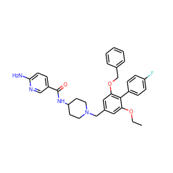 CCOc1cc(CN2CCC(NC(=O)c3ccc(N)nc3)CC2)cc(OCc2ccccc2)c1-c1ccc(F)cc1 ZINC000058602866