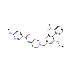 CCOc1cc(CN2CCC(NC(=O)c3ccc(NC)nc3)CC2)cc(OCC)c1-c1ccccc1 ZINC000058506642