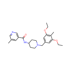 CCOc1cc(CN2CCC(NC(=O)c3cncc(C)c3)CC2)cc(OCC)c1C ZINC000058511327